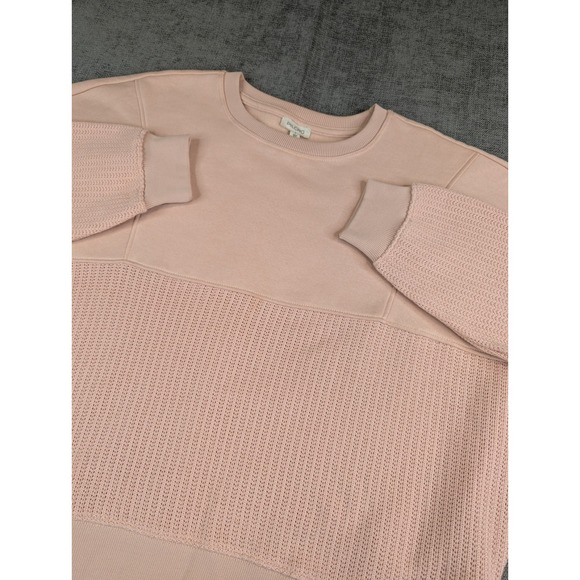 Anthropologie Tops - Pilcro by Anthropologie Sweater Women S Pink Mixed Rib Baggy Sweatshirt Pullover